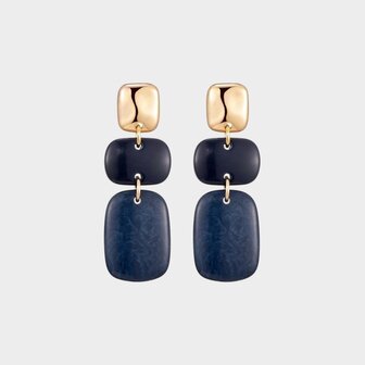 Oorbellen resin square blauw