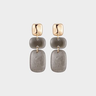 Oorbellen resin square grijs