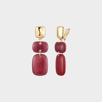 Oorbellen clip resin bordeaux