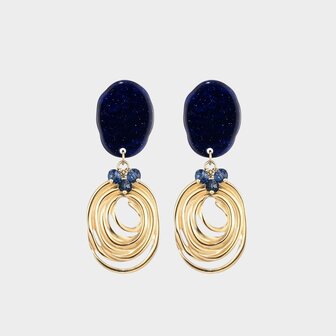 Oorbellen resin staal blauw