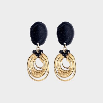 Oorbellen resin staal zwart