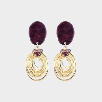 Oorbellen resin staal bordeaux