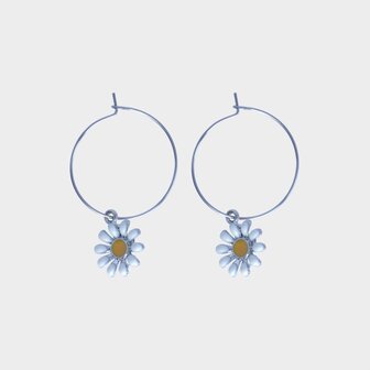 Oorbellen creool zilver bloem