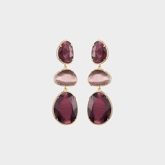 Oorbellen trio cat bordeaux