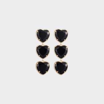 Oorbellen trio hart zwart