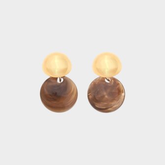 Oorbellen duo rond bruin