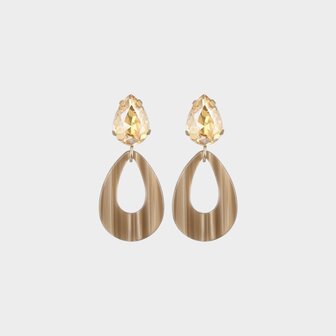 Oorbellen resin crystal cognac
