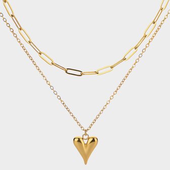 Ketting dubbel hart