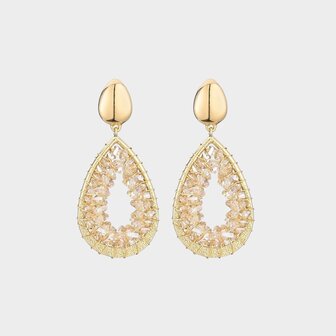 Oorbellen drop glas wit