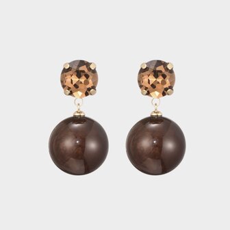 Oorbellen bol crystal bruin