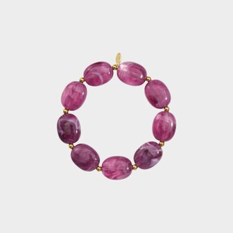 Armband resin staal magenta
