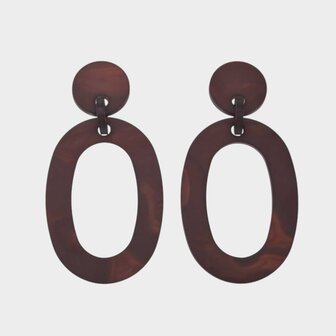 Oorbellen ovaal m&ecirc;lee bruin