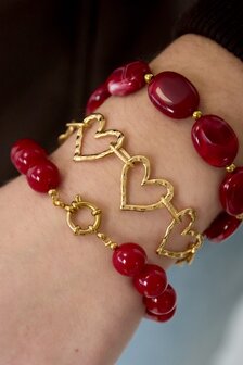 Armband schakel trio hart