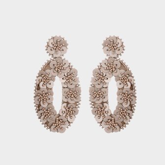 Oorbellen ovaal paillet taupe