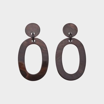 Oorbellen ovaal m&ecirc;lee donkerbruin