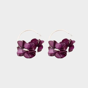 Oorbellen creool bloem paars
