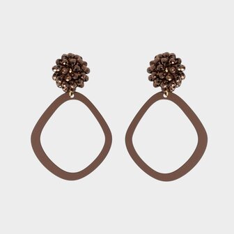 Oorbellen candy knop bruin