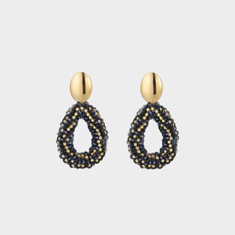 Oorbellen drop miyuki blauw