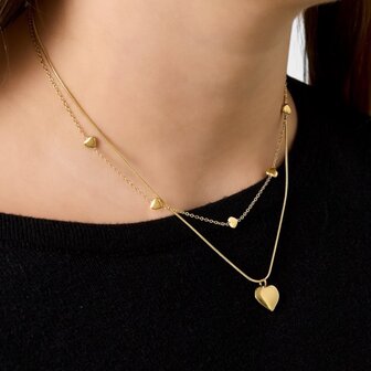 Ketting dubbel staal hart
