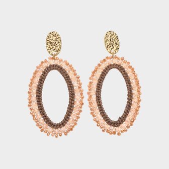 Oorbellen ovaal draad nude