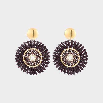 Oorbellen rond touw bruin