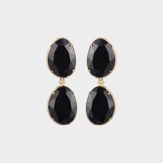 Oorbellen cat stone zwart