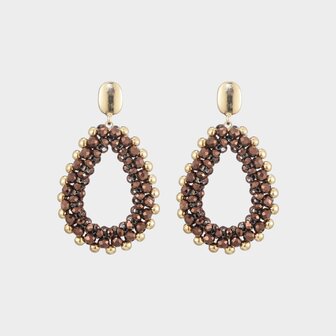 Oorbellen druppel glas bruin