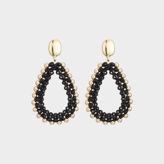 Oorbellen druppel glas zwart