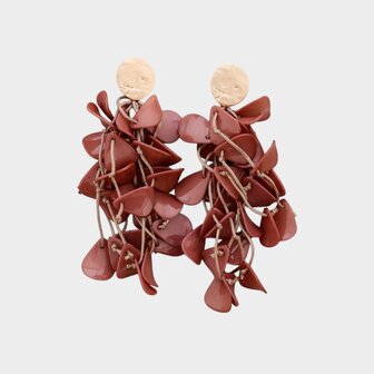 Oorbellen blad resin oudroze