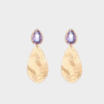 Oorbellen punt crystal paars