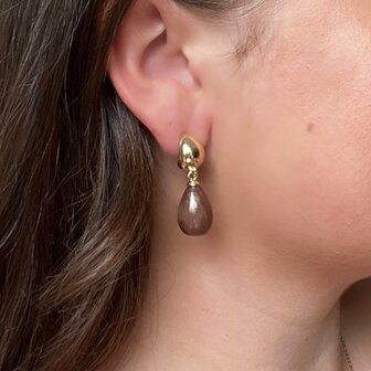 Oorbellen druppel resin koraal