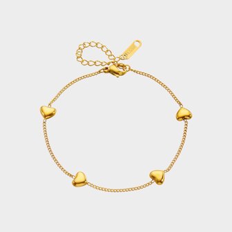 Armband hartjes staal