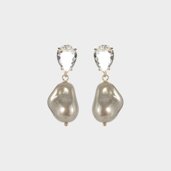 Oorbellen crystal drop beige
