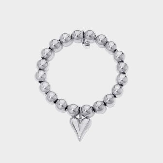 Armband bolletjes hart zilver