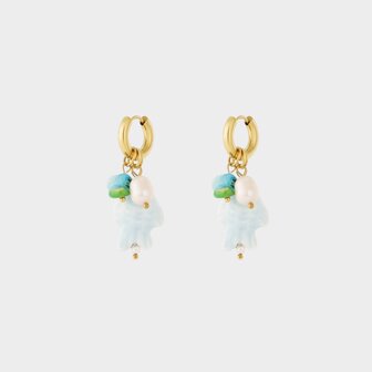 Oorbellen creool vis blauw