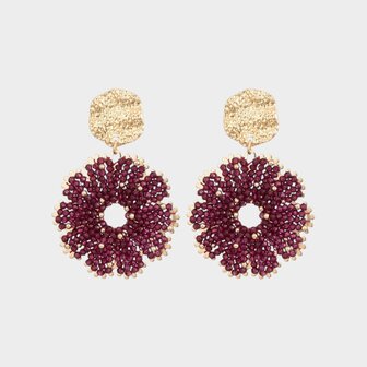 Oorbellen geborsteld rond bordeaux