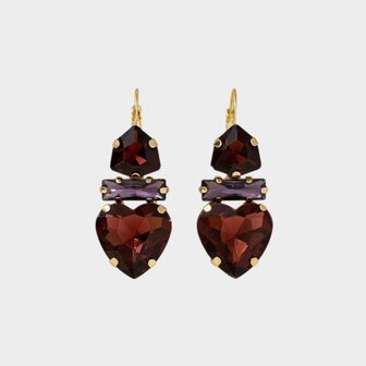 Oorbellen hart crystal aubergine
