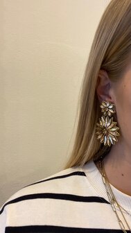 Oorbellen bloem crystal goud