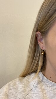 Oorbellen crystal haak cognac