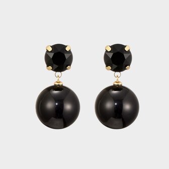 Oorbellen bol crystal zwart
