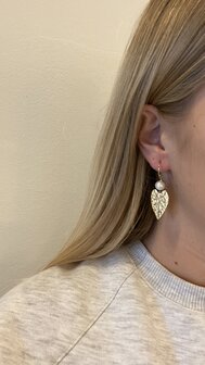 Oorbellen haak blad parel