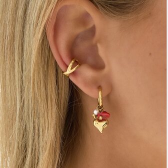 Oorbellen creool hart bruin