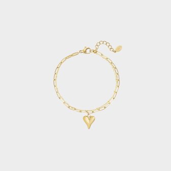 Armband staal duo hart