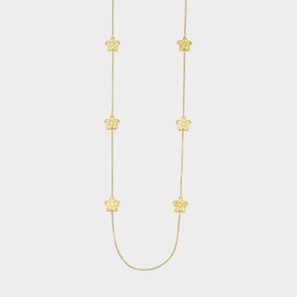 Ketting lang bloem goud