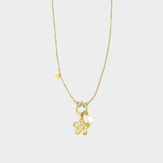 Ketting lang bloem parel