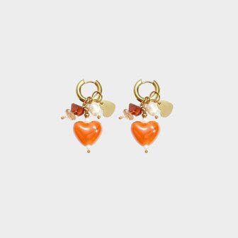 Oorbellen hart parel oranje