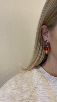 Oorbellen clip crystal multi