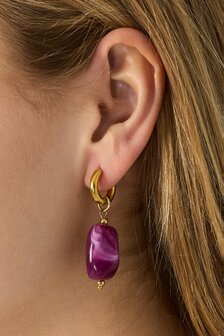 Oorbellen creool resin beige