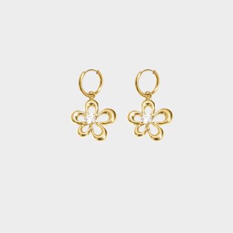 Oorbellen bloem zirconia wit