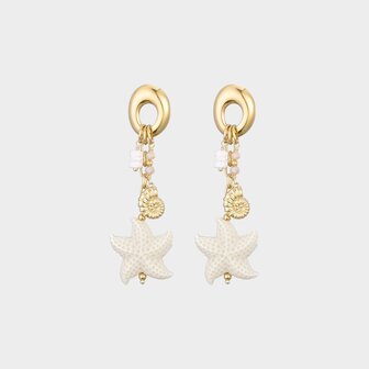 Oorbellen ovaal strand beige